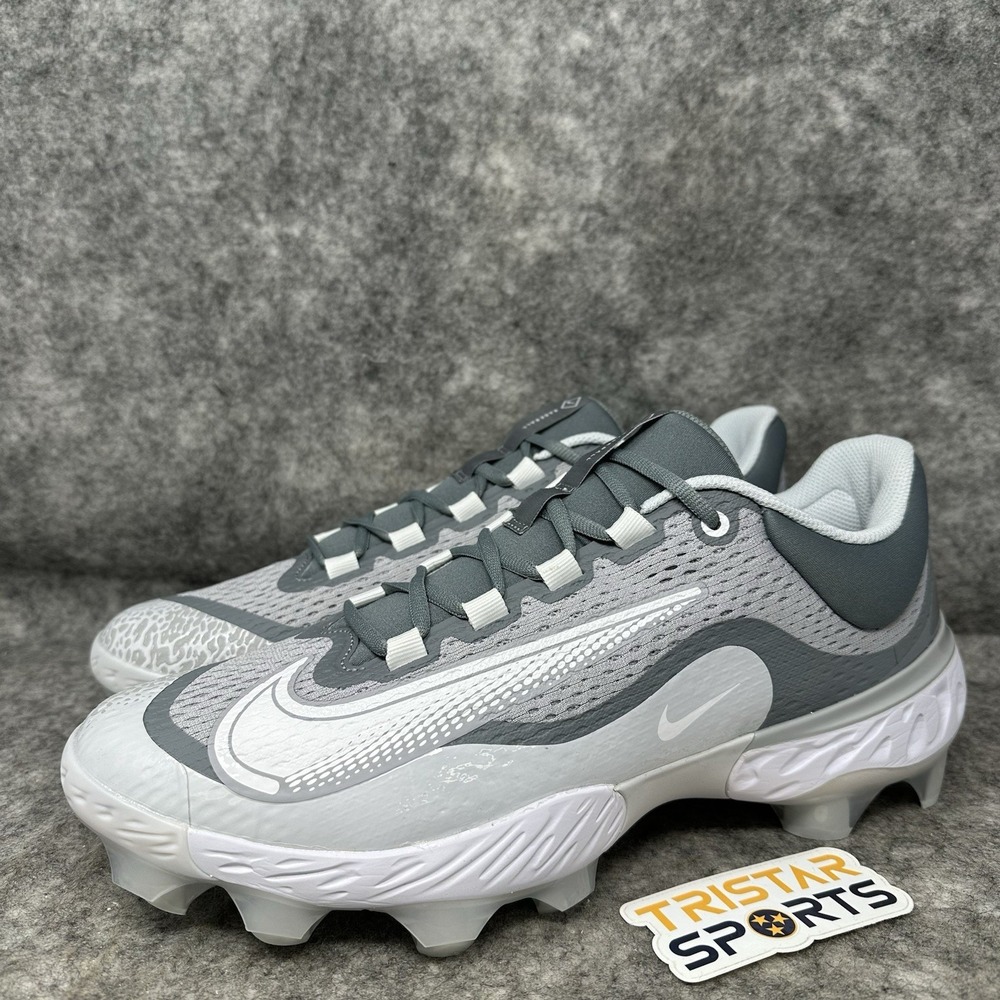 Nike Alpha Huarache Elite 4 Low MCS Baseball Cleats Mens 12 Gray FD6221-012